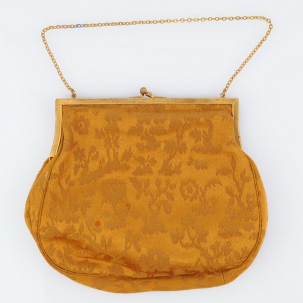 Vintage Golden Silk Tapestry Handbag - 1930s